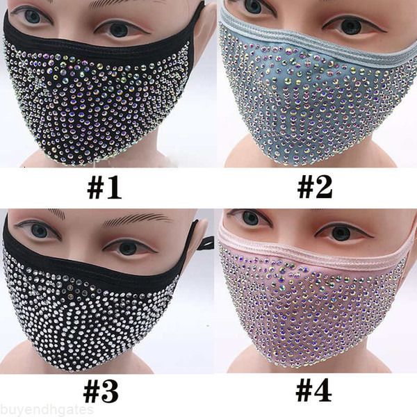 

fashion dustproof face mask bling bling diamond protective mask pm2.5 mouth masks washable reusable women colorful rhinestones facemask