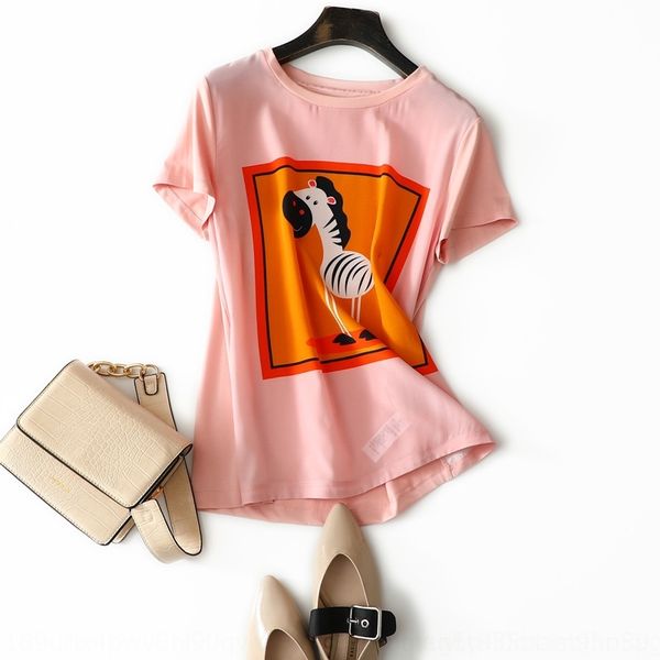 

pinkt young girl's first class front pieceyoung agecute and interesting and t-shirt printed silksilk silk short sleeve t-shirt for fema, White