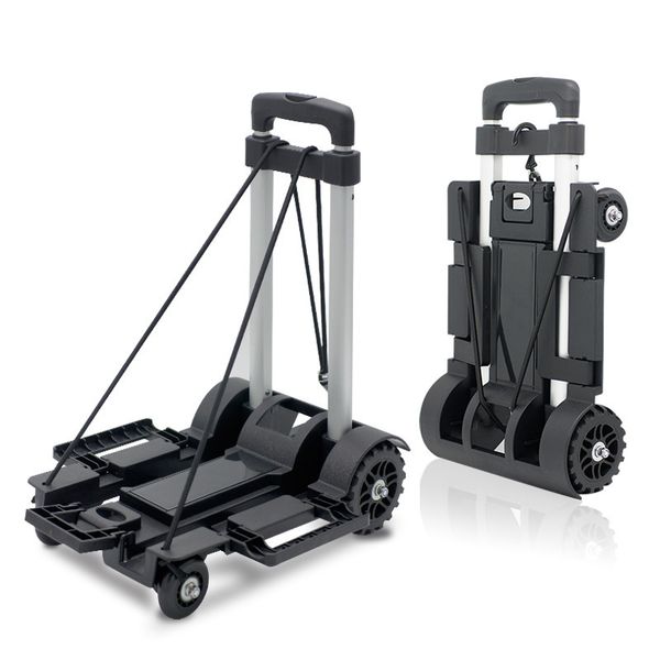 

full folding stainless steel luggage car abs folding flatbed luggage easy to carry trolley suitcase schoolbags shopping carts lj201118