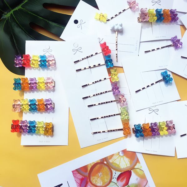 

macarons cute judy transparent cartoon bear hairpins for women lovely hair clips barrettes headband kids hair accessories, Golden;silver