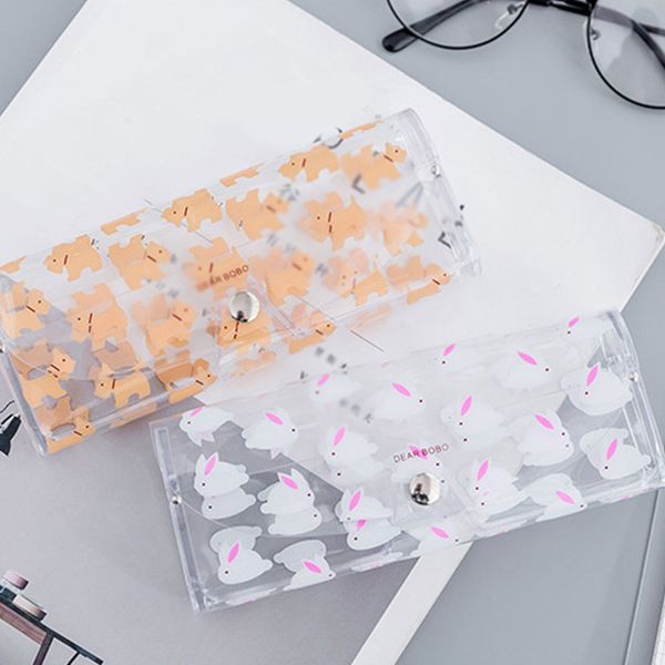 

cute lovely women eyeglasses case portable new fashion reading glasses pocket cartoon print transparent plastic eyewear accessories2021