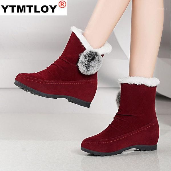 

new women's tube shoes plus velvet keep warm lolita hairball cute girls snow boots female red gray black shoe ankle winter1