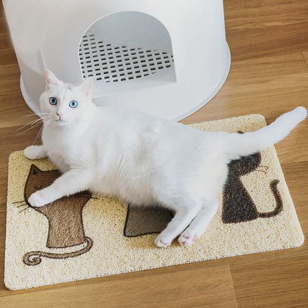 

cat beds & furniture 2021 litter mat non-slip trap from box easy to clean soft on kitty paws