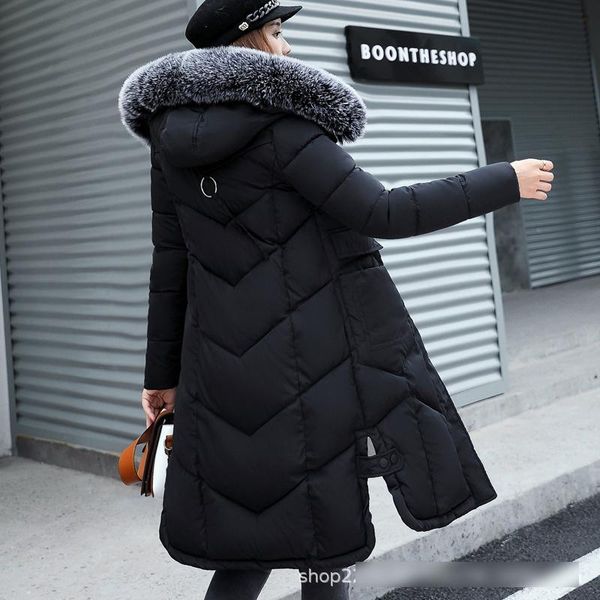 

women's winter black long sleeve down jacket coats 2020 fashion female windbreaker fur hooded cloth christmas