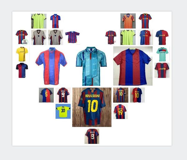 

ретро футбол джерси 96 97 07 08 09 10 11 xavi ronaldinho ronaldo rivaldo guardiola iniesta finals messi maillot de foot 1899 1999, Black;yellow