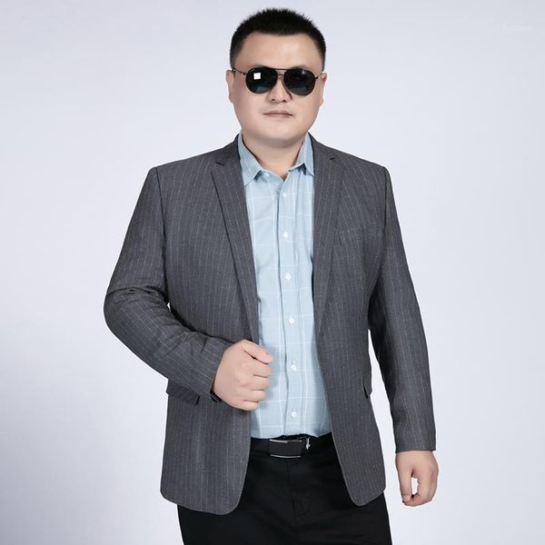 

2021 spring and autumn plus fertilizer to increase the suit male fat casual lapel striped suit large size business professional1, White;black