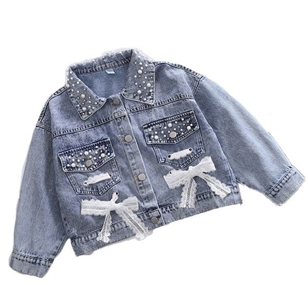 

new denim jacket cardigan coat lace kids jean outwear long sleeve autumn children clothing spring girls clothes c1012, Blue;gray
