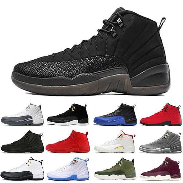 

jumpman 12 12s men basketball shoes taxi game royal flu game bulls black white mens trainers sports sneakers size 7-13
