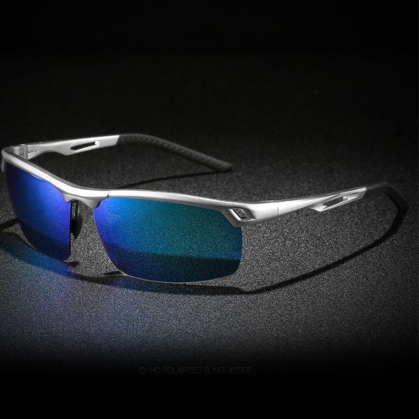 

2020 new polarized men's sunglasses aluminum magnesium frame fashion drving sports sunglasses for men, White;black