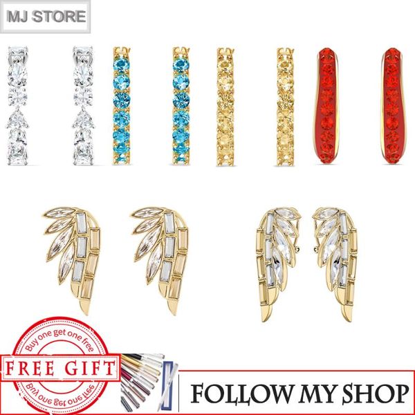 

dangle & chandelier fashion charm original row zircon feather earrings for women pendant party wedding jewelry, Silver