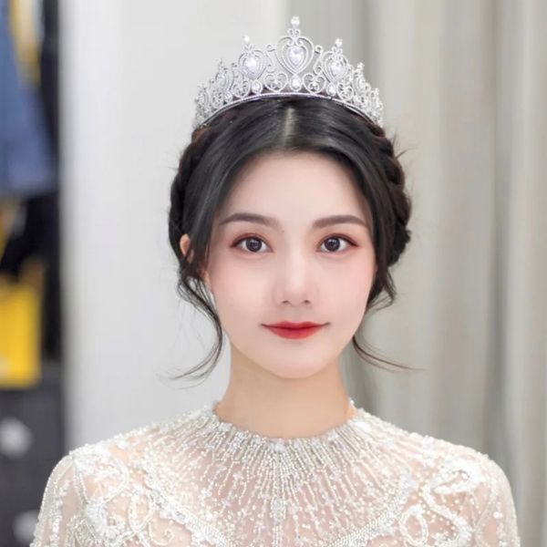 

2020 новый благородный роскошный атмосфера свадебный головной убор белый пряжи свадьба принцессы корона, Silver