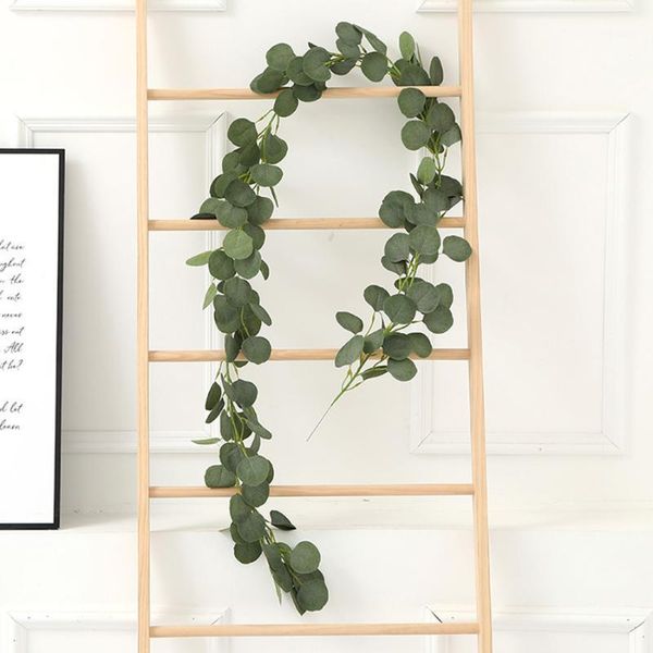 

decorative flowers & wreaths eucalyptus wedding decoration 2m 6.56ft green silk leaves plastic vine artificial fake plants wreath wall ivy a