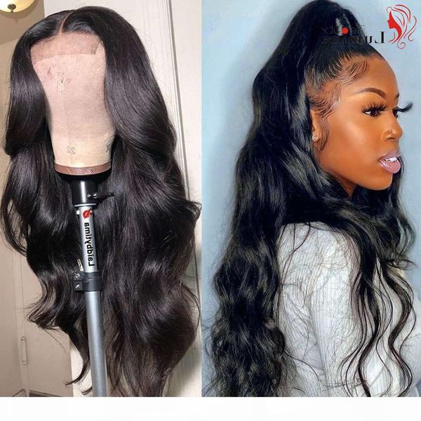 

4x4 2x6 brazilian body wave wig medium brown front human hair lace frontal for women curly wigs, Black;brown