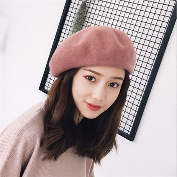 

2019 new womens winter 100% wool hat berets female cap handmade strap crossing bow newsboy hats for women artist cap wmtbyf yycolor, Black;white