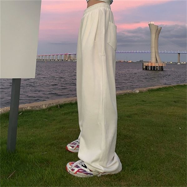 

2021 new women's sports pants drape straight thin leg long woman sweatpants fall 3bjt, Black;white