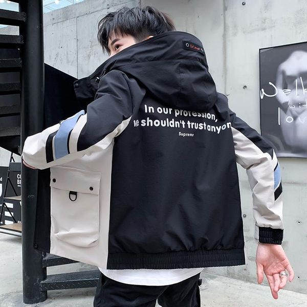 

spring and autumn 2020 jacket coats for men casual fashion mens hooded windbreaker streetwear hip hop1, Black;brown