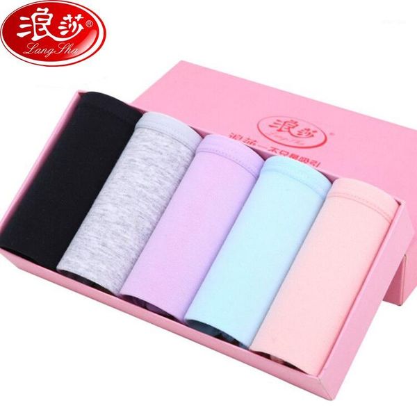 

langsha 5pcs/set women panties women cotton briefs solid everyday seamless panties ladies underwear fashion girls lingerie1, Black;pink