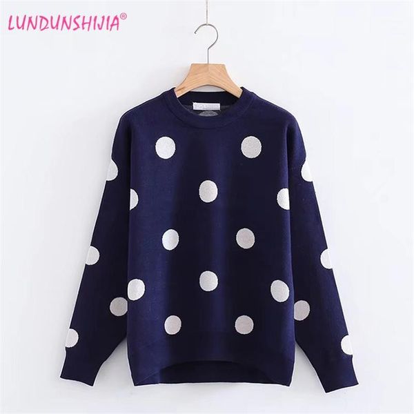 

lundunshijia dehaired angora sweater women winter pullover circle dots knitted sweaters for women female sweater1, White;black