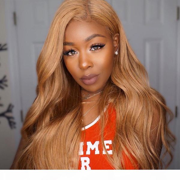 

#27 blonde 360 lace frontal human hair wigs with baby hairline body wave remy full lace wig pre plucked natural hairline 13x6 lace front wig, Black