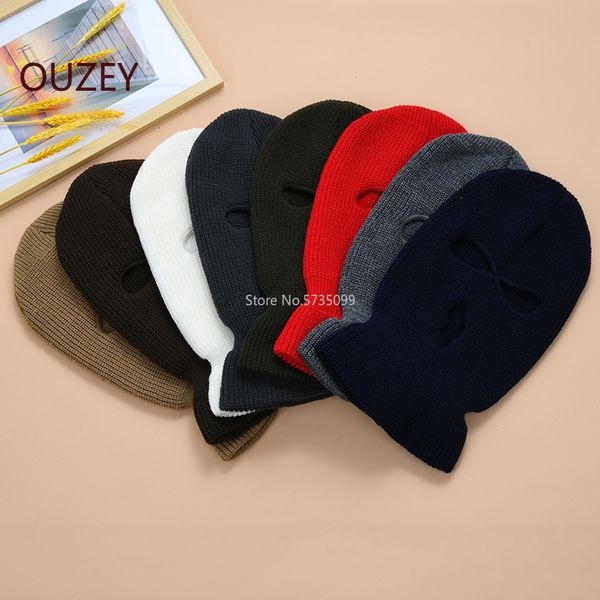 

mask 3 full three face hole balaclava cover knit hat army tactical cs winter ski cycling mask beanie hat scarf
