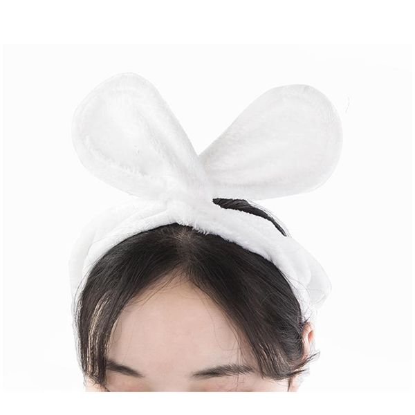 

coral fleece makeup bow headband for women bunny ear soft elastic headband bath spa girls face washing turban hair acc qylmeq