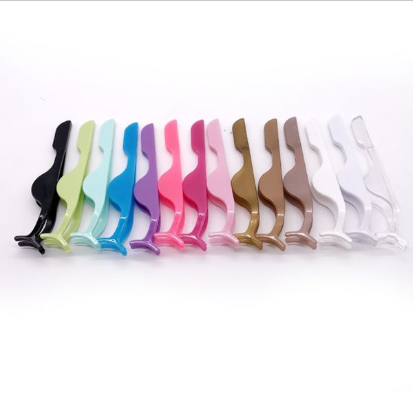 

100pcs/lot false eyelash tweezers fake eye lash applicator eyelash extension curler nipper auxiliary clip clamp makeup forceps tools