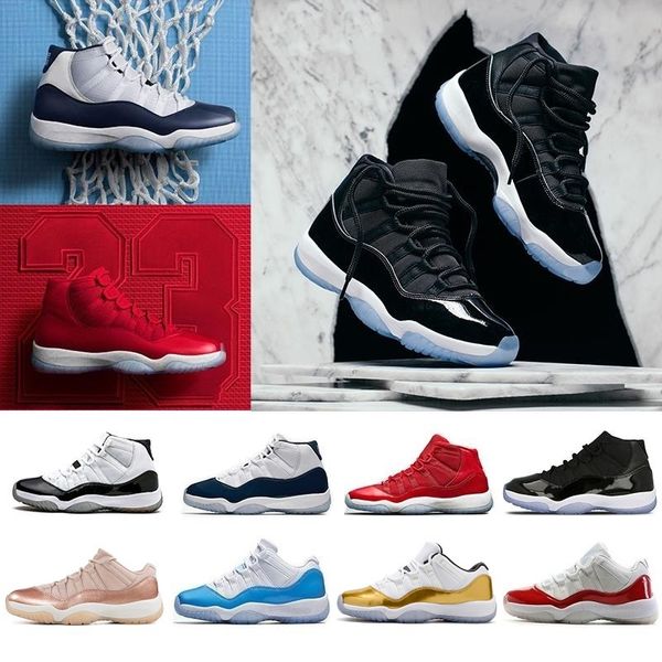 

new 11 high low le men women shoes 11s gum concord 23 45 cap and gown gamma university blue rose gold infrared 23 j11 sneakers