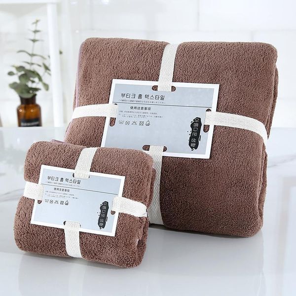 

towel 2pcs/set bath set solid color large thick bathroom hand face shower towels home for adults kids1
