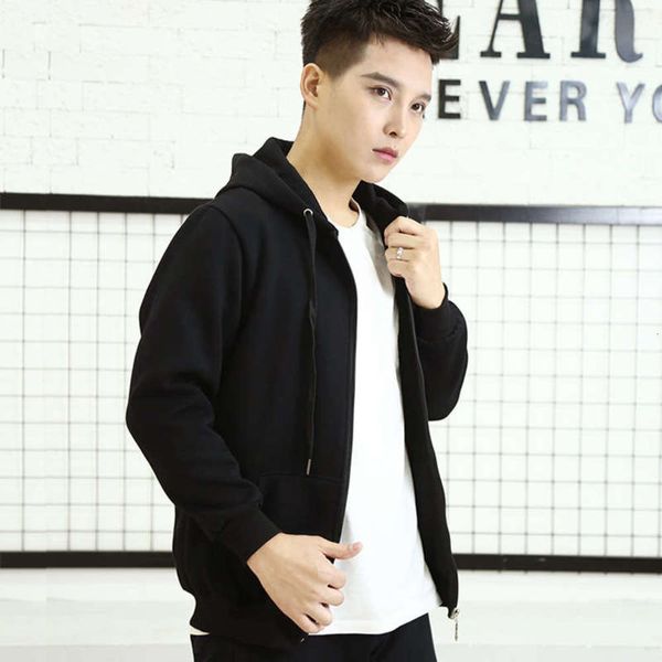 

sportswear men's zipper hooded sweater cardigan jacket, Gray