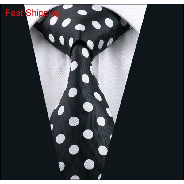 

fast shipping black tie white dot mens tie pocket square cufflinks set 8.5cm meeting business casual party neckt qylyce bde_home, Black;blue
