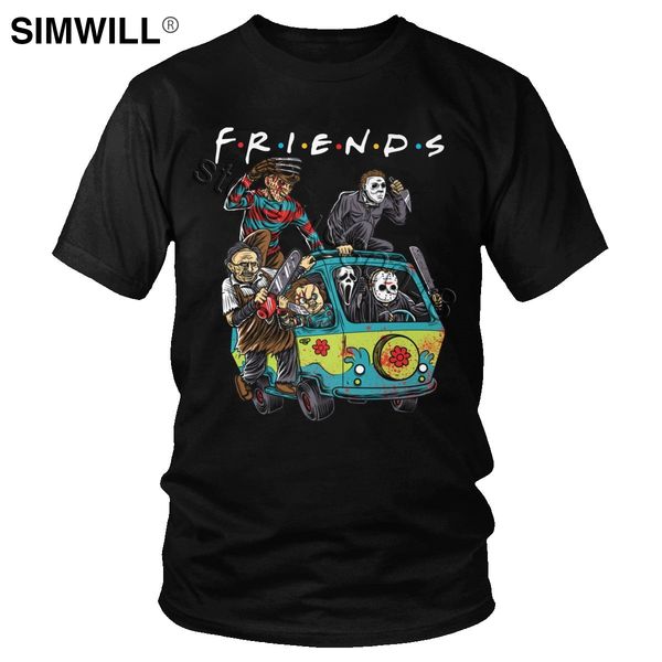 

funny horror friends tv show humor pennywise michael myers jason voorhees halloween short sleeved tee hooded sweatshirt hoodie men t shirt