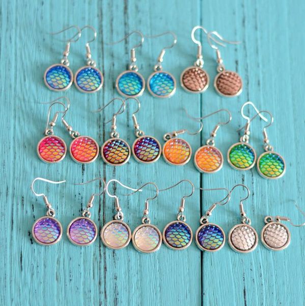 

new creative women random color mermaid fish scales earrings alloy silver plated jewelry lovely studs gifts, Golden;silver