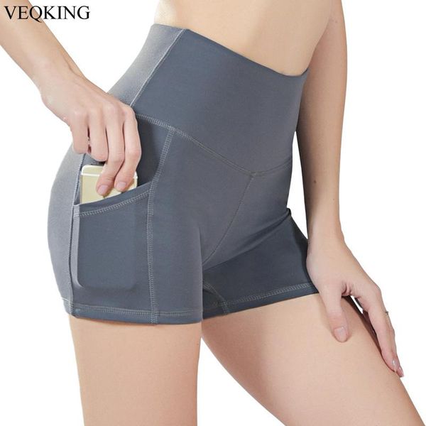 

veqking -3xl плюс размер женщины йога шорты, высокая талия упругие телефон карман тренировки шорты, compression tight тренажерный зал фитне, White;red