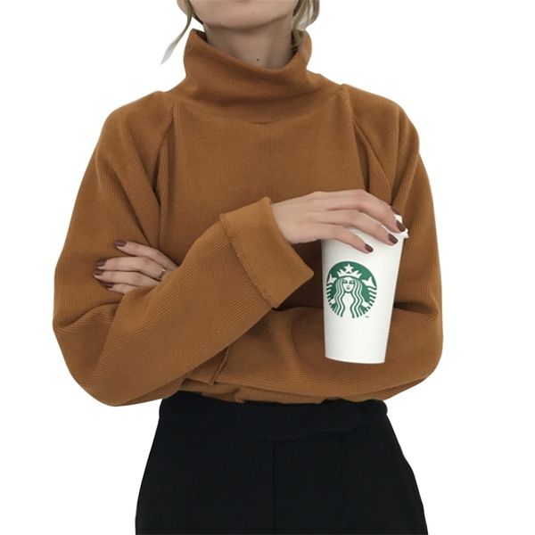 

autumn winter turtleneck sweater knitted jumper women's new sweaters casual loose long sleeve jacket pullovers female 201224, White;black