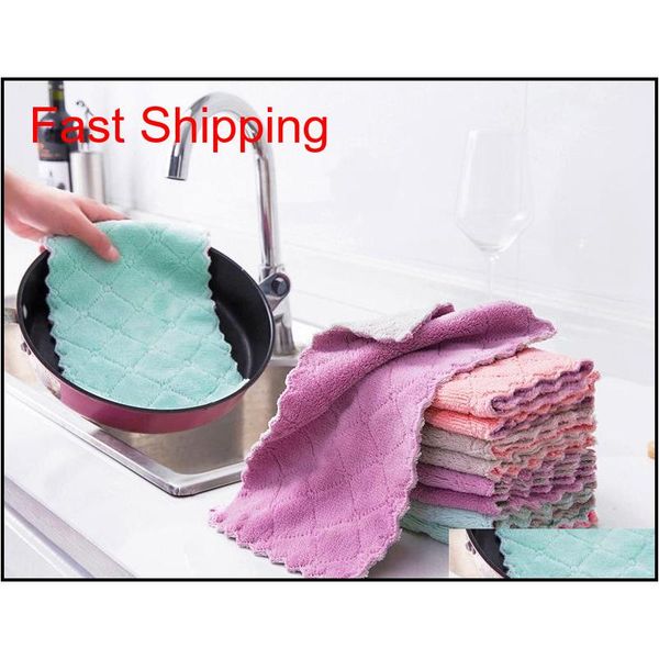 

thick coral velvet dish cloth clean cloth reusable scrub wash cloths home kitchen cleaning cloth qylczi ppshop01