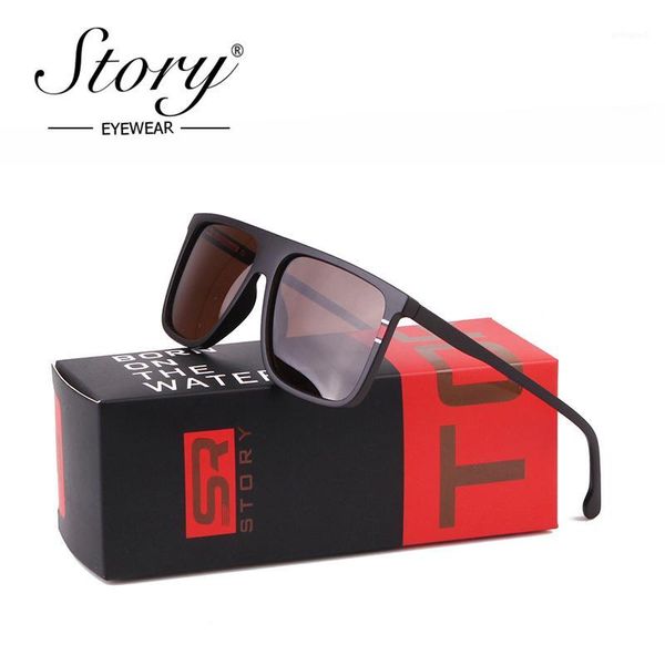 

sunglasses story retro square tr90 polarized men 2021 brand designer vintage rectangle driving male sun glasses shades with case1, White;black