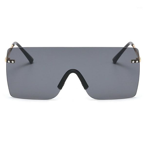 

oversized square sunglasses women retro rimless sun glasses luxury one piece brand punk metal flat eyewear fml1, White;black