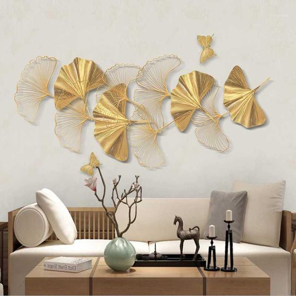 

custom 3d new chinese style golden stereo line ginkgo leaf tv sofa background wall1