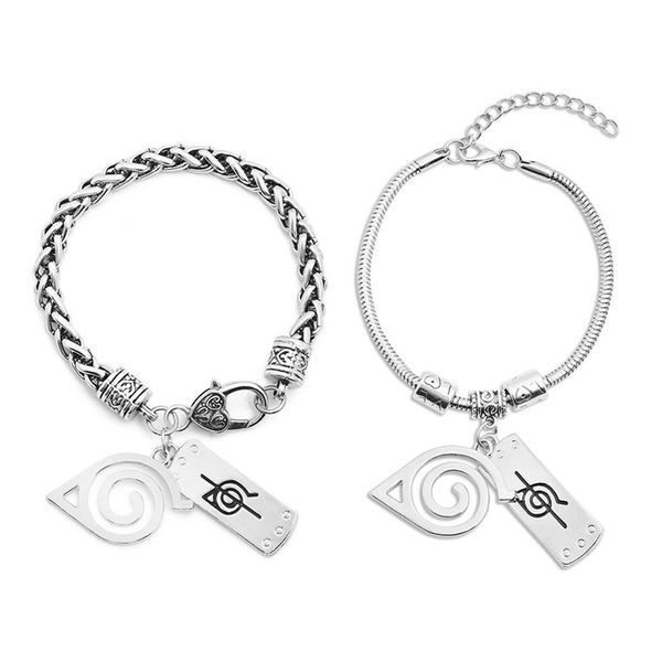 

anime naruto bracelet konoha headband pendant bracelet for women men cosplay jewelry accessories charm fashion metal, Golden;silver