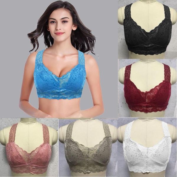 

bra new women plus size vest crop wire lingerie v-neck underwear s-3xl sujetador de encaje lencería bralette 2021, Black;white