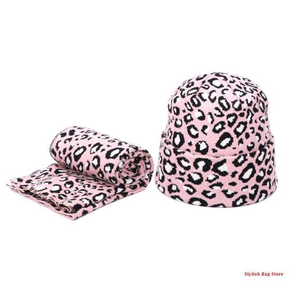 

hats, scarves & gloves sets 2pcs winter women wool beanie hat scarf set leopard printing spots outdoor, Blue;gray