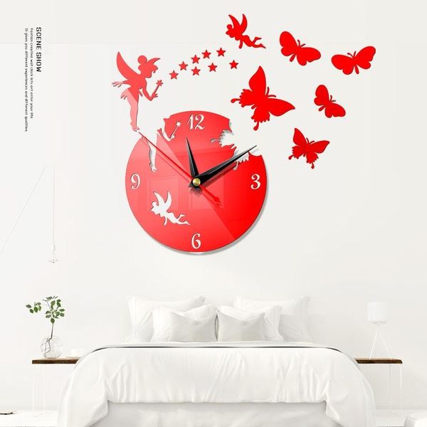 

new wall clocks large clock watch horloge 3d diy acrylic mirror stickers quartz modern mute home decor