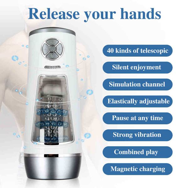 

2022 adultshop full automatic thrusting piston male masturbator retractable voice interaction electric machine blowjob sucking for men 21061
