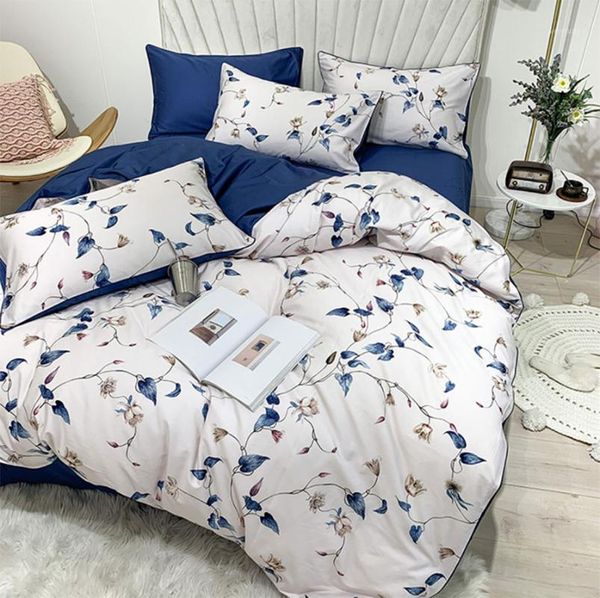 

bedding sets american country blue plant set adult,full  king 60 cotton double home textile bed sheet pillow case duvet cover1