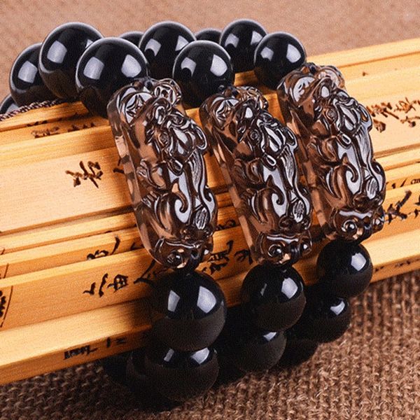

fl1rk kaiguang ice seed picchu obsidian stone bracelet stone bracelet hand chain gift obsidian hand string xc60l, Golden;silver