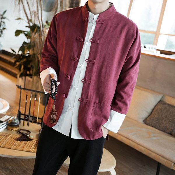 

men's jackets chinese style mens and coats fashion business leisure men cotton linen coat comfortable jacket stand collar size 5xl, Black;brown