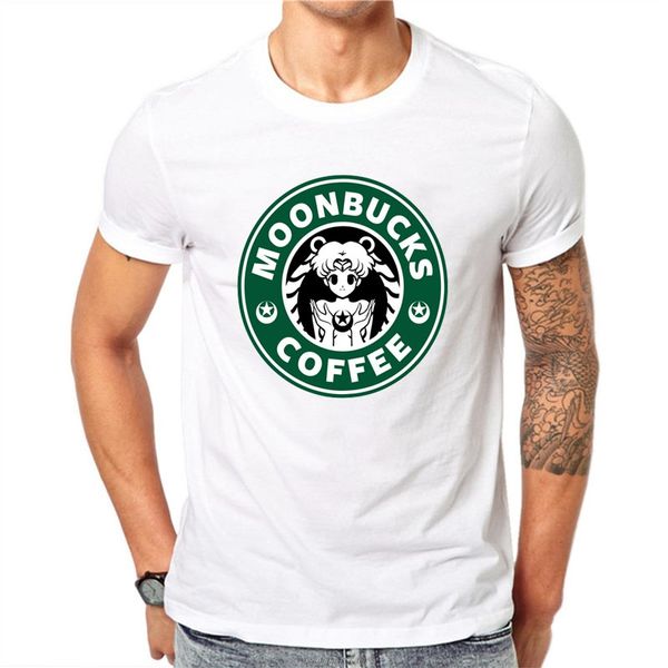 

sailor moon summer fashion casual white moonbucks coffee print for male comfortable boy tees hooded sweatshirt hoodie men t shirt