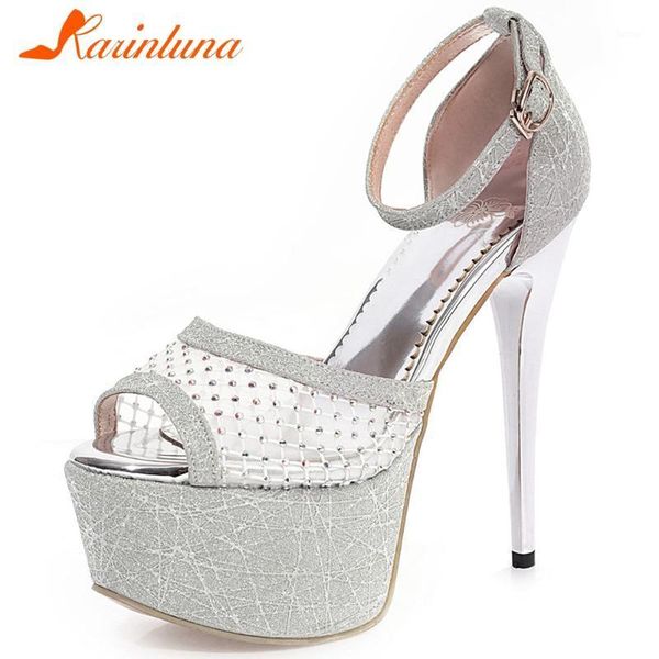 

karin new ladies shallow evening sandals cool party high thin heels sandals women summer novelty platform shoes woman1, Black