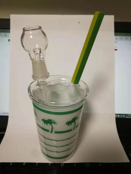 Bong in vetro regalo di Capodanno con percolatore Originale opaco Verde brillante dab concentrato piattaforma petrolifera Bong in vetro Narghilè tubo dell'acqua gorgogliatore in vetro