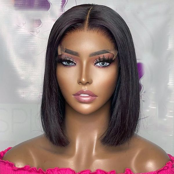 

lx brand 14 inch short cut bob silky straight glueless lace front wig synthetic for black women with babyhair preplucked daily cosplayfactor